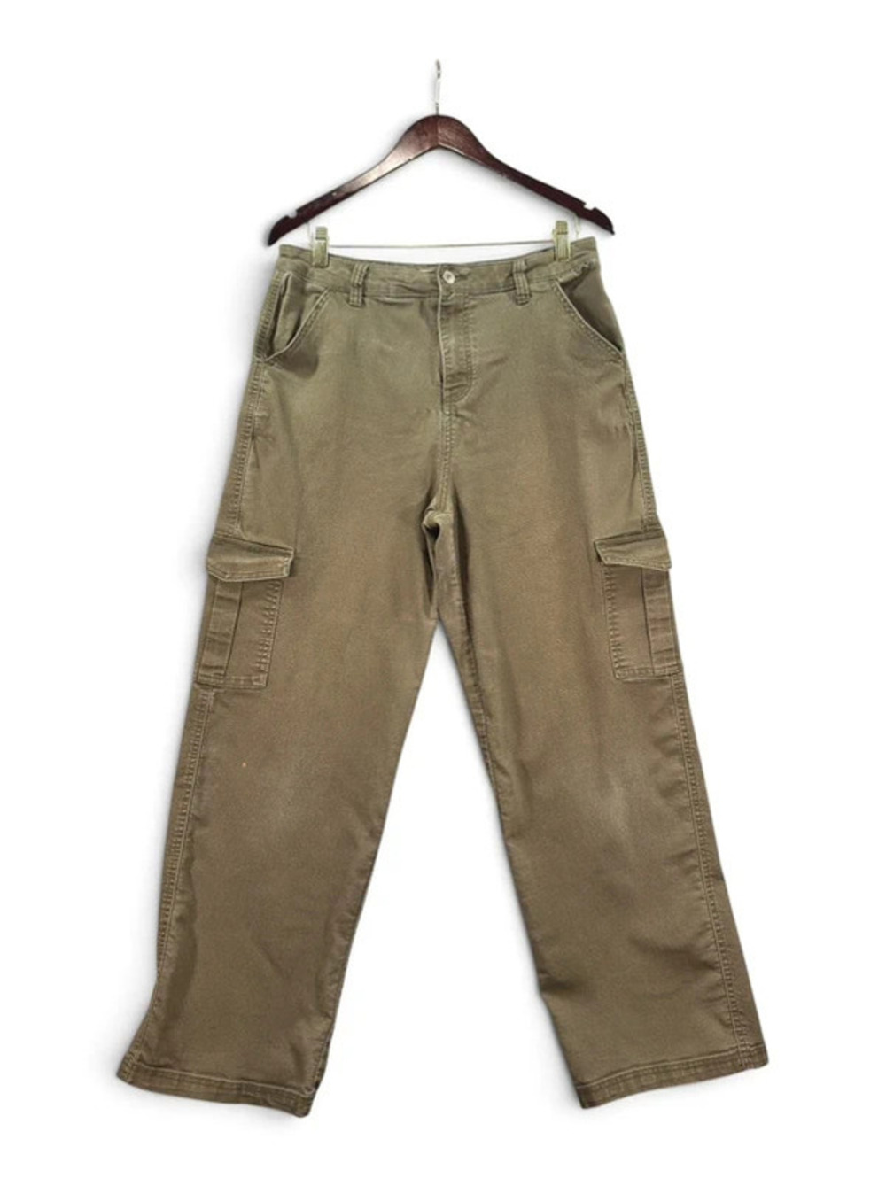 Wax Jean Collection Olive Green Cargo Pants Size 13/31 Y2K Utility Wide Leg